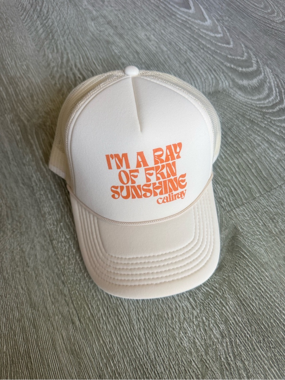 Caliray Cream Trucker Hat with Orange Graphic